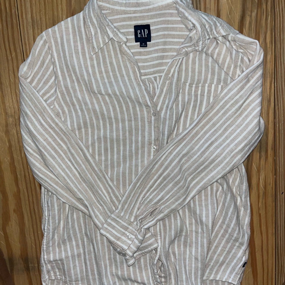 GAP Beige and White Striped Shirt